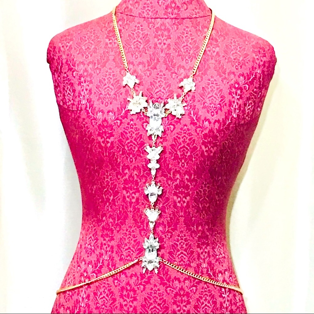 Brand New Gold Tone Rhinestone Body Chain